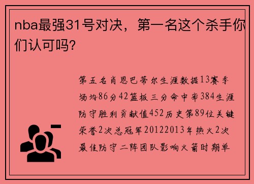 nba最强31号对决，第一名这个杀手你们认可吗？